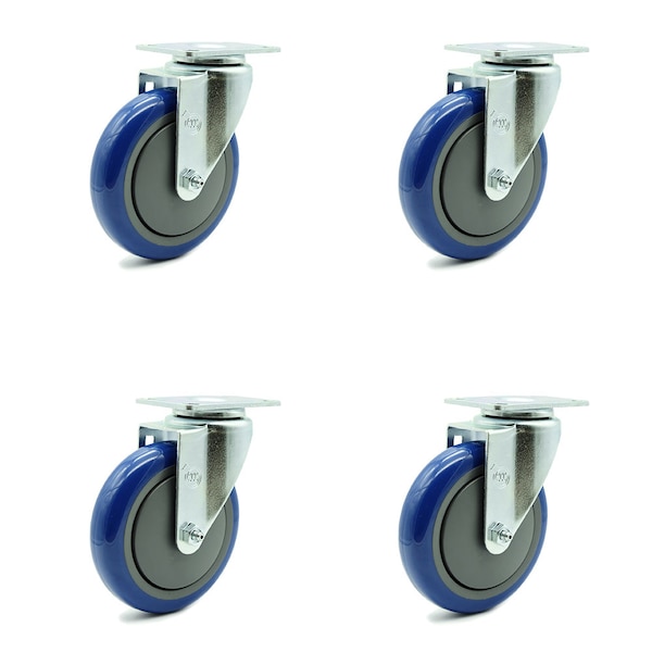 Service Caster Avantco HPCASTNB Swivel Caster Replacement Set AVA-SCC-20S514-PPUB-BLUE-TP2-4 - main